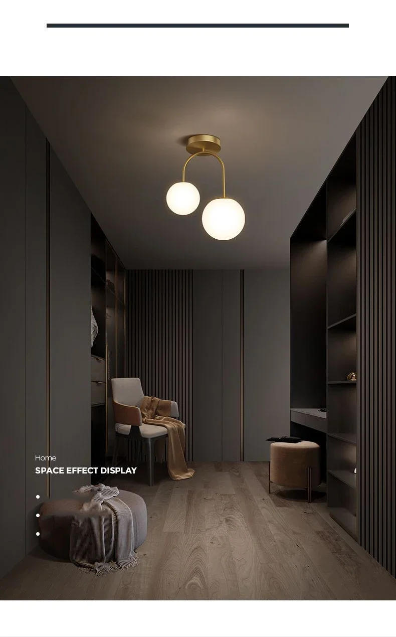 Description Picture 4 of itemNordic Glass Ball LED Ceiling Light Lamps for Aisle Corridor Balcony Hallway Bedroom Clockroom Home Decoration Indoor Lighting