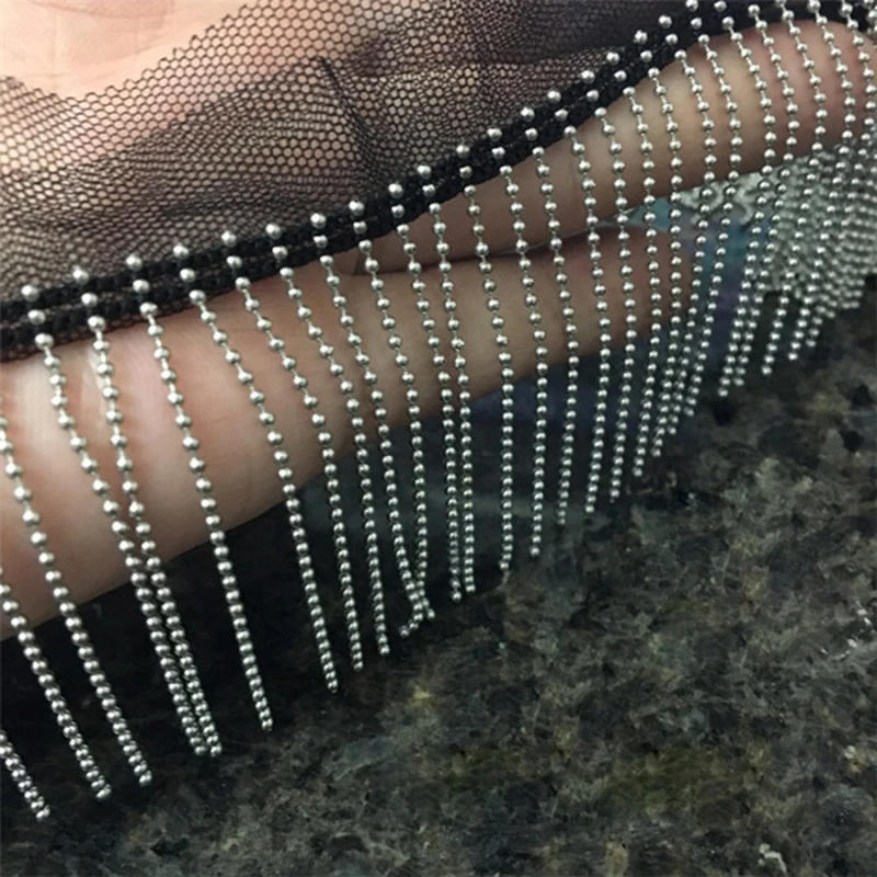 Description Picture 3 of item1Yard Fringed Metal Chain Beaded Lace Handmade Tassel Trim DIY Jeans Bags Shoes And Hats Decoration 6cm Wide