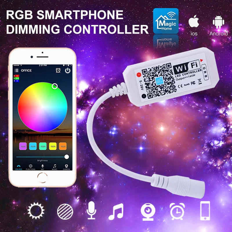 Description Picture 4 of itemSmart Bluetooth LED Controller Music Timing Switch Dimming DC5-24V 4A 4CH For Color RGBW RGB LED Strip Panel Lights Fixtures