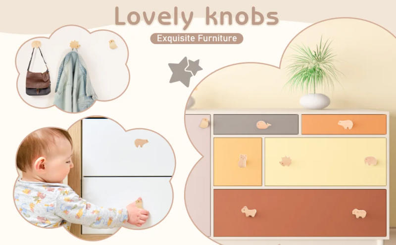 Description Picture 6 of itemWooden Drawer Knobs Decorative Wood Dresser Knobs Wood Cabinets Knobs Pulls with Screws Wall Hooks and Furniture Pull Handles