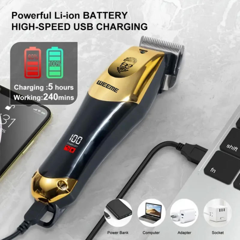 Description Picture 6 of itemUSB Rechargeable Hair Clippers For Men Hair Body Beard Portable Travel Trimmer Grooming Care Tool Set Suitable Home Use For Male