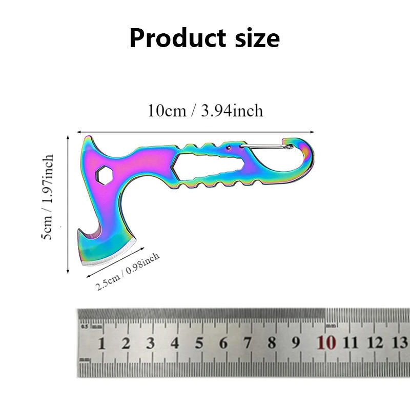 Description Picture 2 of itemStainless Steel Mini Axe-shaped Knife Multifunctional Pocket Knife Portable Camping Tools Unpacking Knives Keychain Pendant