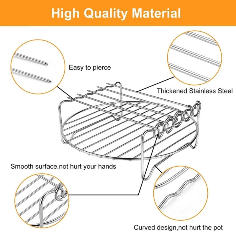 Description Picture 4 of itemStainless Steel Air Fryer Basket Barbecue Grill Holder Dehydrator Racks for Grill Fries Bacon Chicken Oven Press Dropshipping