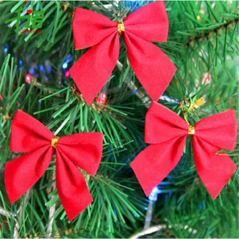 Description Picture 6 of item12/24/36Pcs Christmas Bow Red Gold Mini Xmas Tree Bowknot for Home Decoration wedding decor Navidad New Year Party DIY Gift