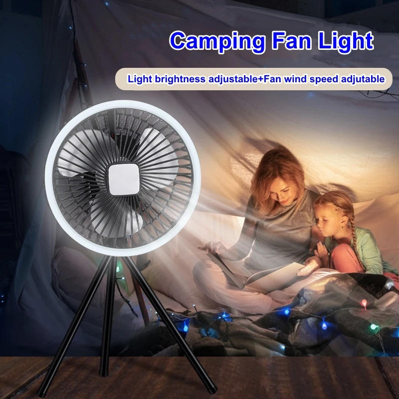 Description Picture 4 of itemUSB Rechargeable Camping Fan with LED Night Light Desktop Portable Circulator Cordless Ceiling Electric Hanging Fan with Tripod