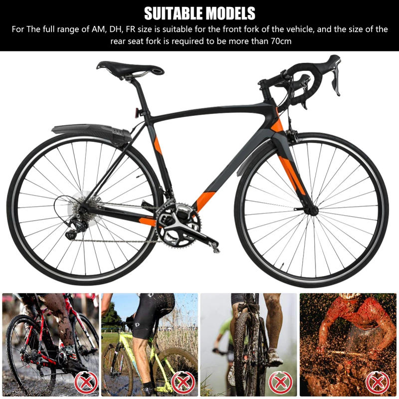 Description Picture 4 of itemMountain Bike Front and Rear Fenders, Universal Bicycle Accessories, Cycling Gear 1/2 Pcs.