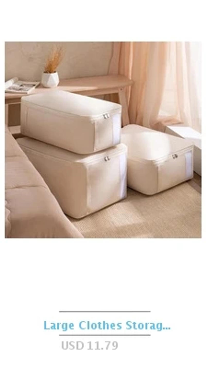 Description Picture 4 of itemFoldable Storage Bag Non-Woven Clothing Organizer Wardrobe Closet Clothes Organizer Pillow Quilt Blanket Home Storage Bags