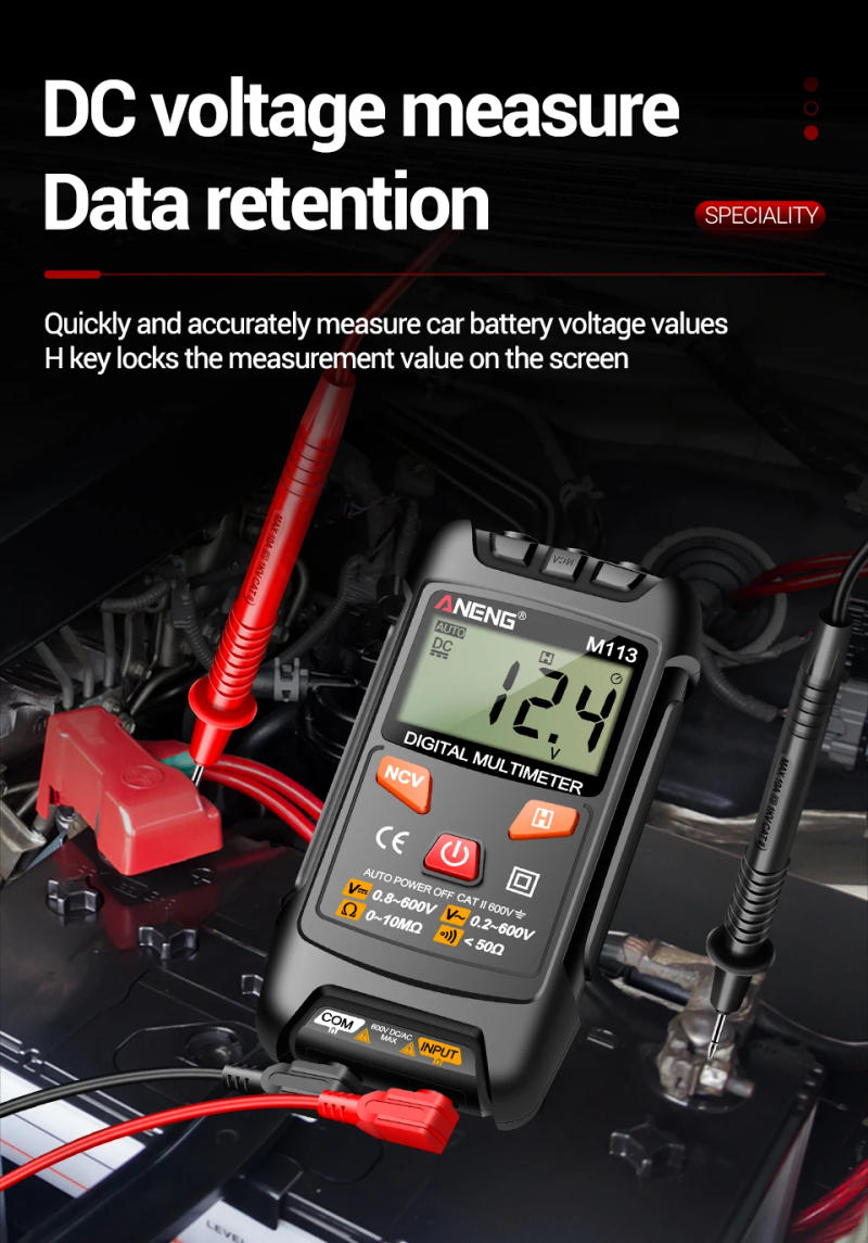 Description Picture 6 of itemANENG M113 Mini Digital Multimeter AC/DC Voltage Meter 1999 Counts Multimetro Ohm NCV Electricity Tools Measuring Instruments
