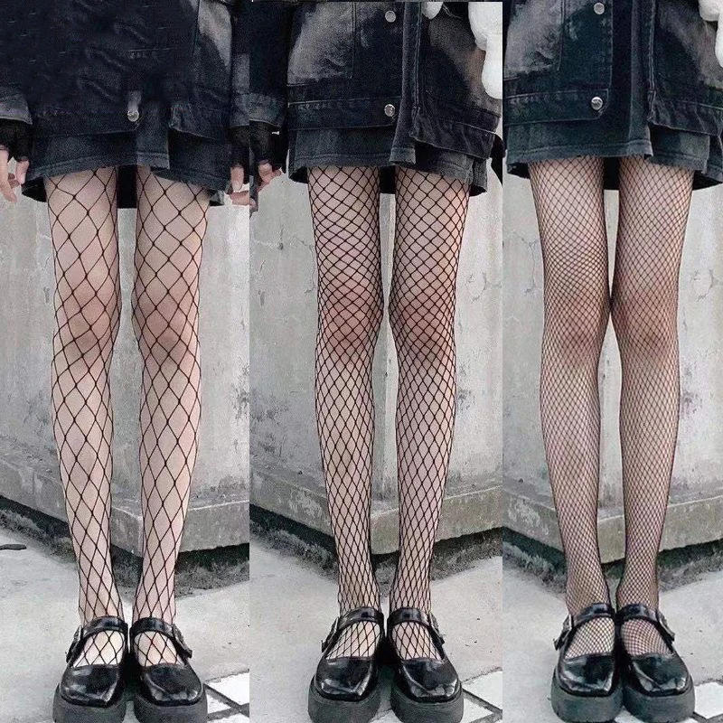 Description Picture 4 of itemBlack White Fishnet Stockings Women Sexy Transparent Tights Slimming Long Socks Leggings Mesh Nylon Lingerie Lolita JK Pantyhose