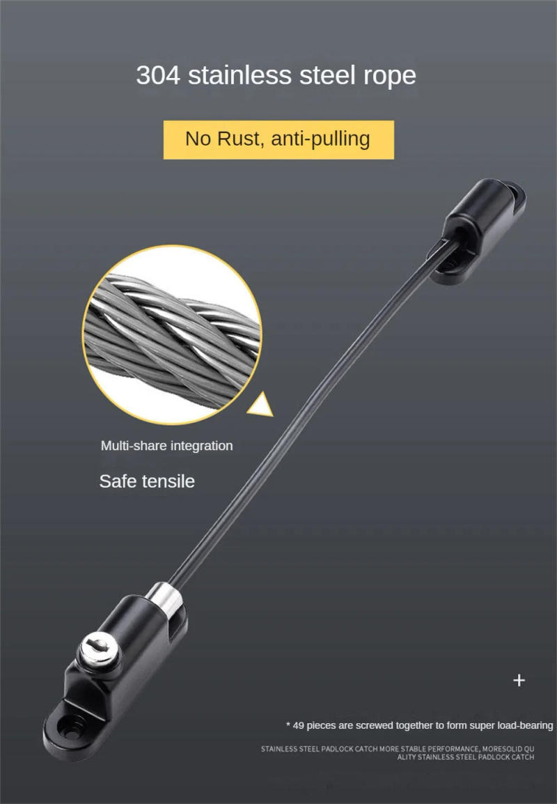 Description Picture 4 of itemSet Window Door Cable Restrictor Ventilator Baby Kids Child Safety Security Chain Lock Kits Stainless Steel