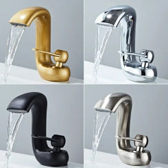 Bathroom Faucet Modern Black Basin Brass Wash Single Handle Single Hole Elegant Crane