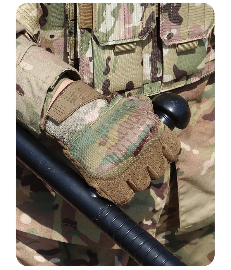 Description Picture 4 of itemMen Tactical Gloves Airsoft Full Finger Gloves Outdoor Hiking Cycling Combat Shooting Camo Anti-Skid Mittens