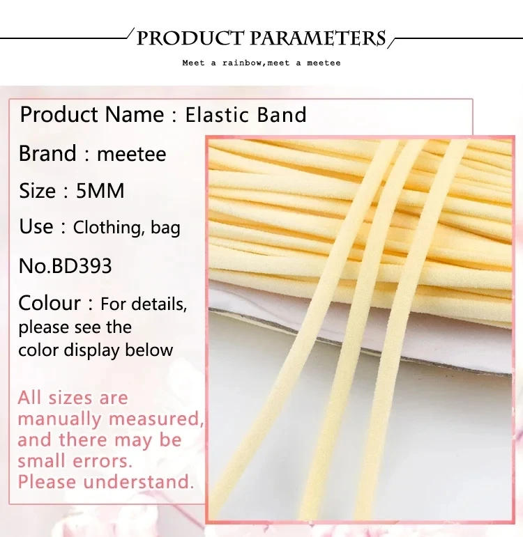 Description Picture 3 of item5/10/20Meters Elastic Band 3/5mm Colored Polyamide Rope Decor Rubber Tape Oil Core Hair Ring Stretch Ropes Sewing Accessories