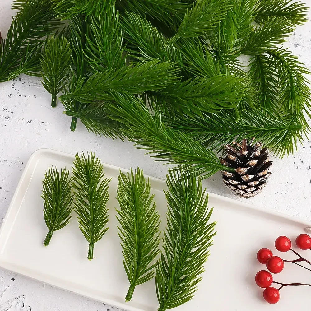 Description Picture 5 of item30/10Pcs Christmas Artificial Pine Needles Fake Pine Branches DIY Garland Green Leaves Flower Home Xmas Party Decoration Plants
