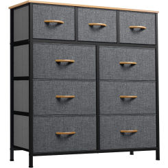 Dresser for Bedroom with 9 Drawers, Fabric Storage Dresser Closet Dresser & Chest of Drawers Closets - Sturdy Steel Frame