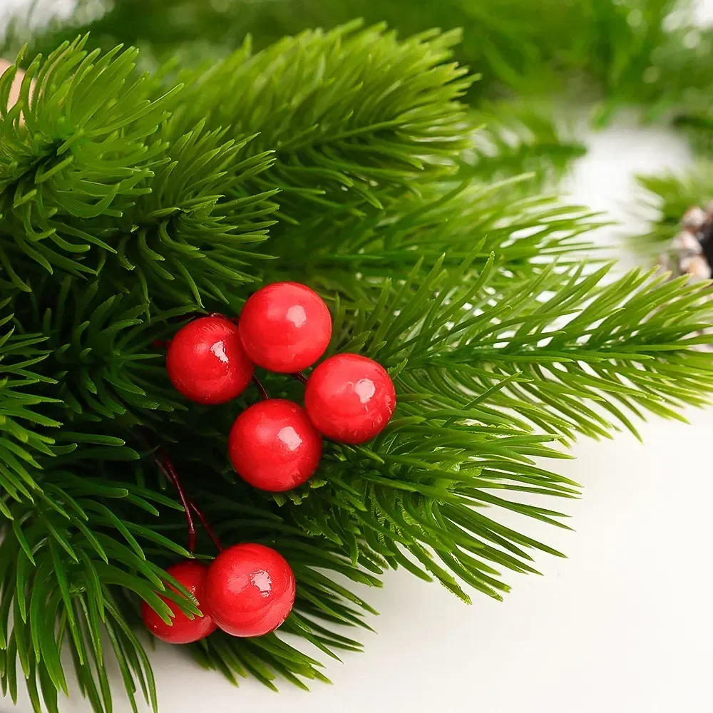 Description Picture 4 of item30/10Pcs Christmas Artificial Pine Needles Fake Pine Branches DIY Garland Green Leaves Flower Home Xmas Party Decoration Plants