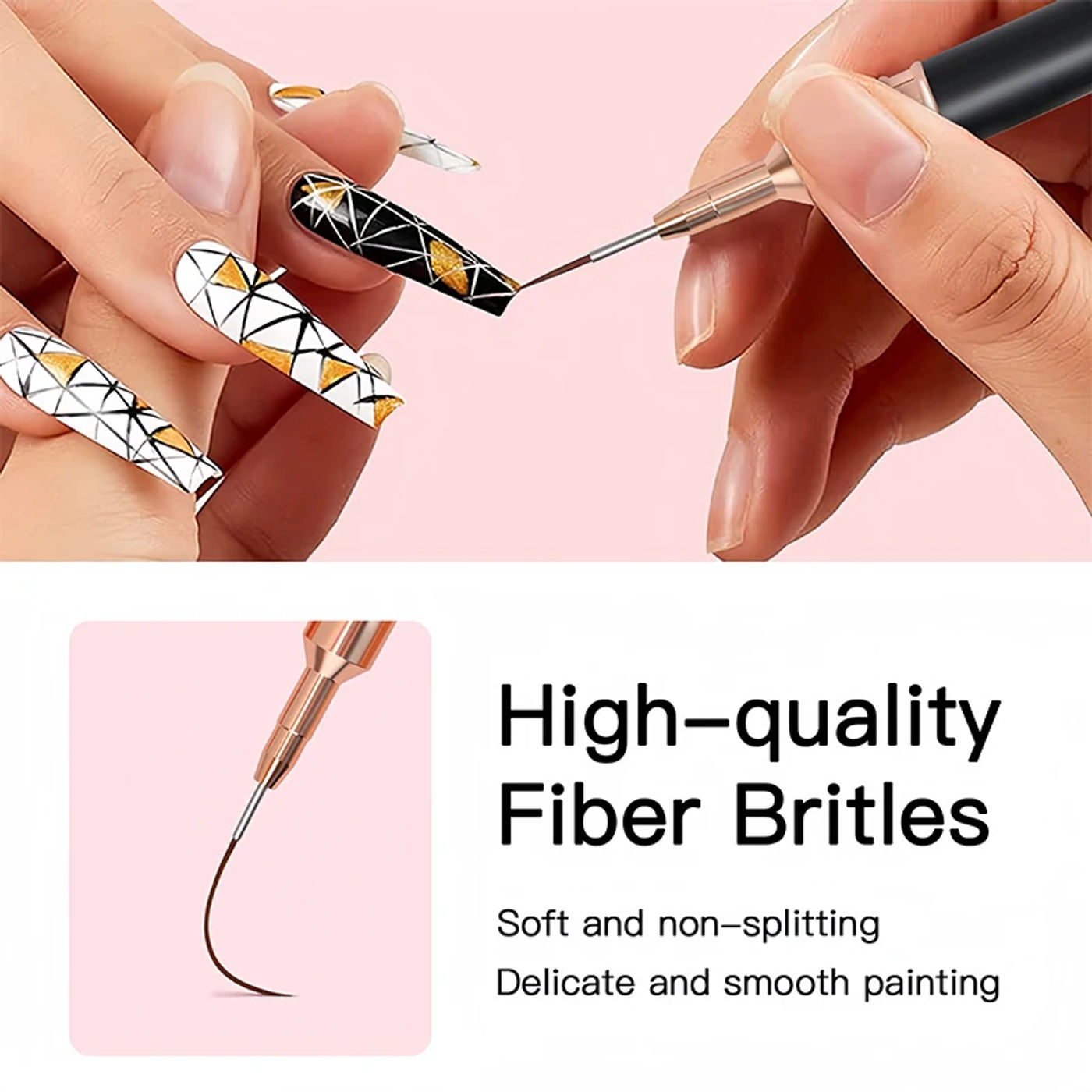 Description Picture 4 of itemProfessional Stripe Nail Art Brushes 1Pcs Nail Line Brush Black UV Gel Painting Pen Carved Nail Art Liner Brush for Manicure