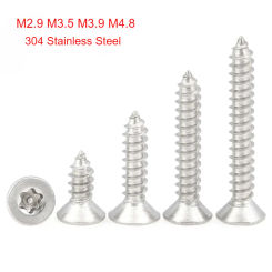 304 Stainless Steel Countersunk Head Plum Blossom With Post Core Anti-Theft Flat Head Tapping Screws M2.9 M3.5 M3.9 M4.8