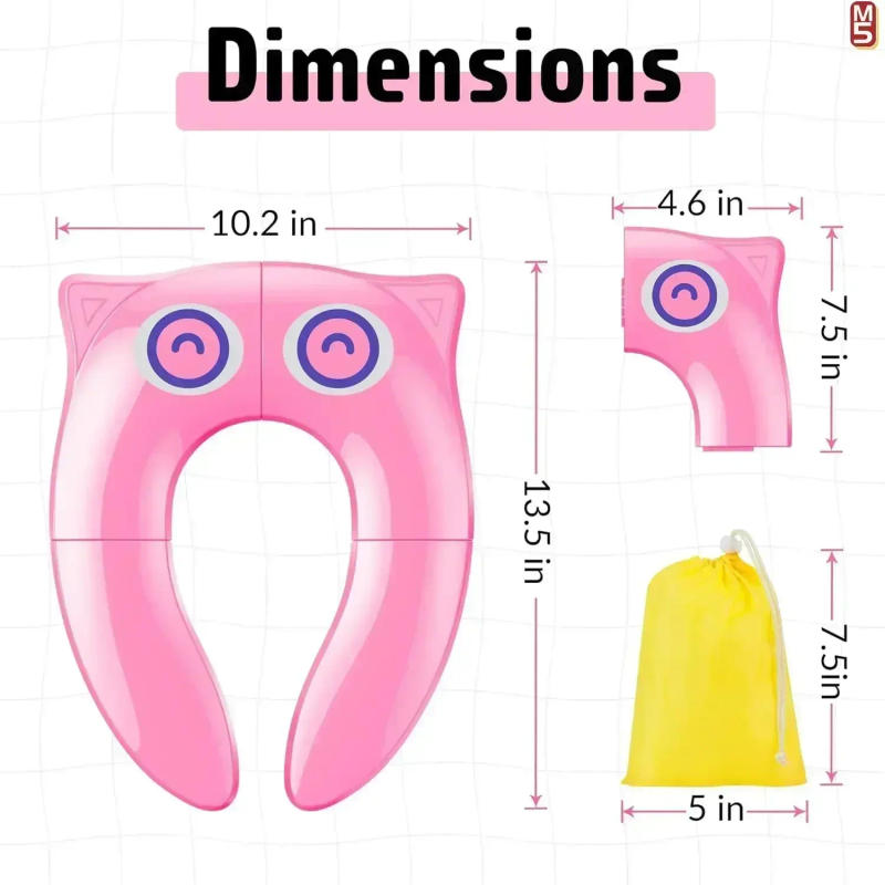 Description Picture 5 of itemPortable Potty Seat for Toddler Travel - Foldable Non-Slip Potty Training Toilet Seat Cover for Girls, Pink Potty Training Seat