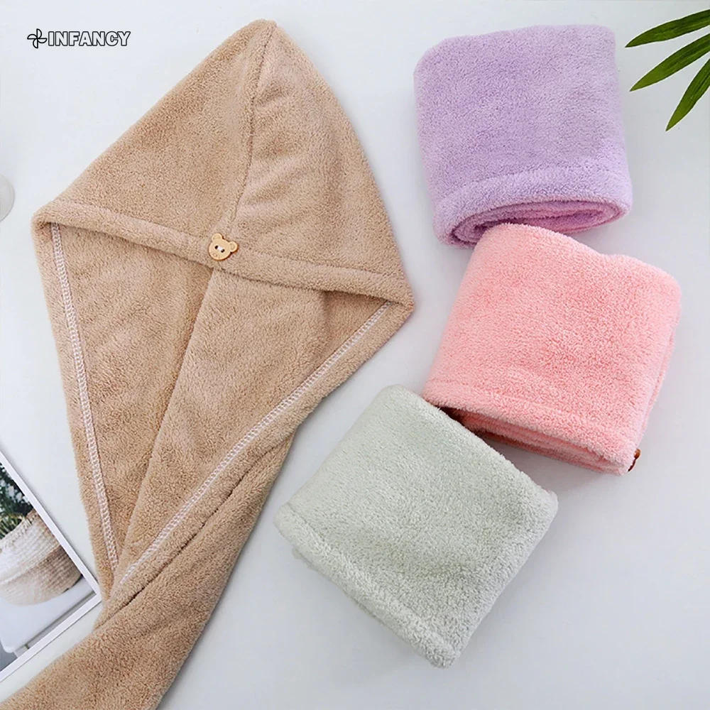 Description Picture 2 of item1PC Hair Drying Hat Quick-dry Microfiber Hair Towel Cap Hat Women Bath Hat Solid Towel Cap Super Absorption Turban Hair Dry Cap
