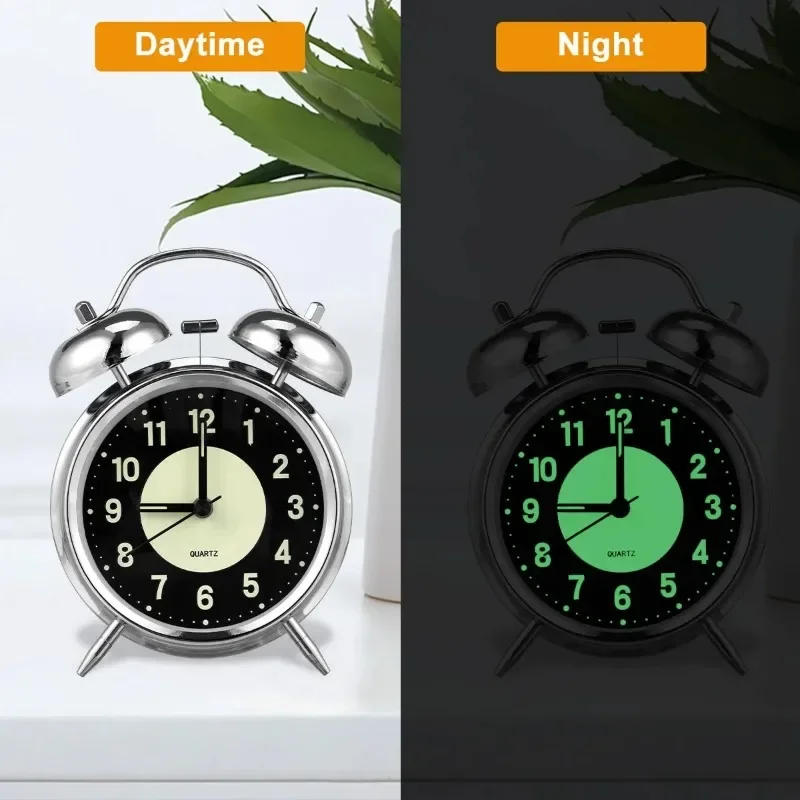 Description Picture 6 of item3 Inches Twin Bell Super Loud Alarm Clock with Nightlight for Heavy Sleepers Bed Desktop Student Decor Reloj Despertador