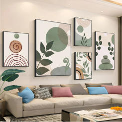 1pc Leaves Sun Rainbow Geometric Abstract Boho Wall Art Nordic Poster Stickers Art Wall Murals Decor Game Room Decor Gifts