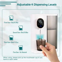 600ml Wall - Mounted Mouthwash Dispenser with Push - Button Dispensing, 4 - Mode Adjustment, LED Display. Comes with 2 Cups!