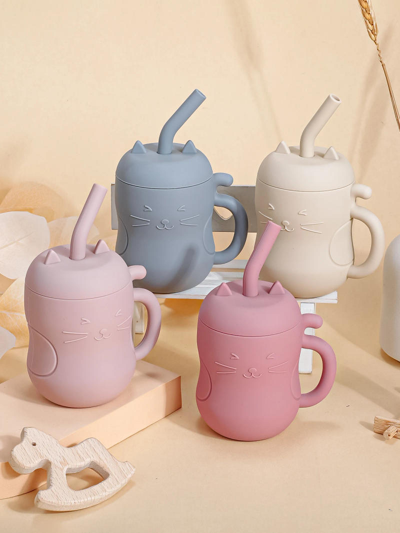 Description Picture 2 of item1pcs Baby Silicone Straw Cup BPA Free Portable Storage Snack Container Feeding Cup Kids Leakproof Learning Drink Cup