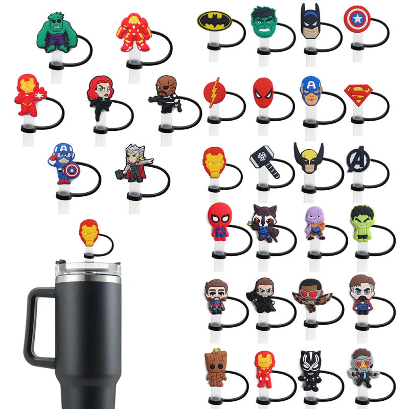 Description Picture 2 of itemMarvel DC superheroe Straw Cover Cap for Reusable Drinking Dust Cap Glas Cup Accessories,Straw Toppers 10mm Silicone Straw Cover