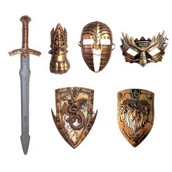 Kids Ancient Rome Bronze Pirate Weapons Retro Erope Shields Headgears Medieval Eye-Masks Knight Handguards Helmets Vintage Sword