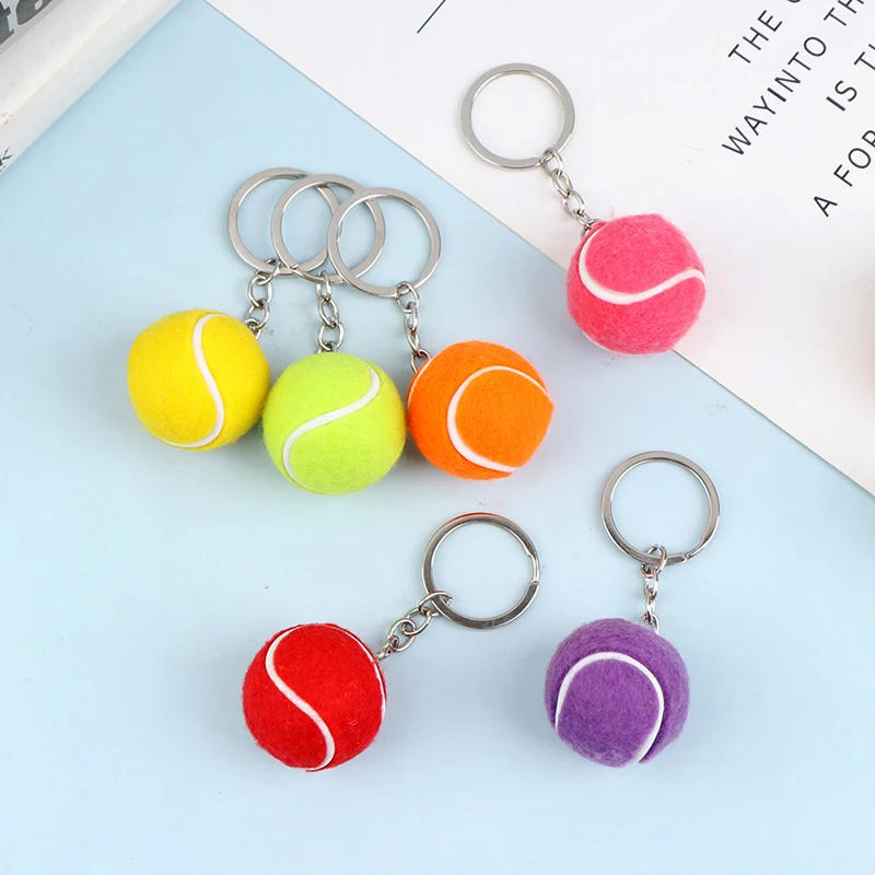 Description Picture 4 of item1PC Tennis Ball Key Chain Metal Keychain Car Key Chain Key Ring sports chain pendant Sport Ball Club Souvenir Teenager Fan Gift