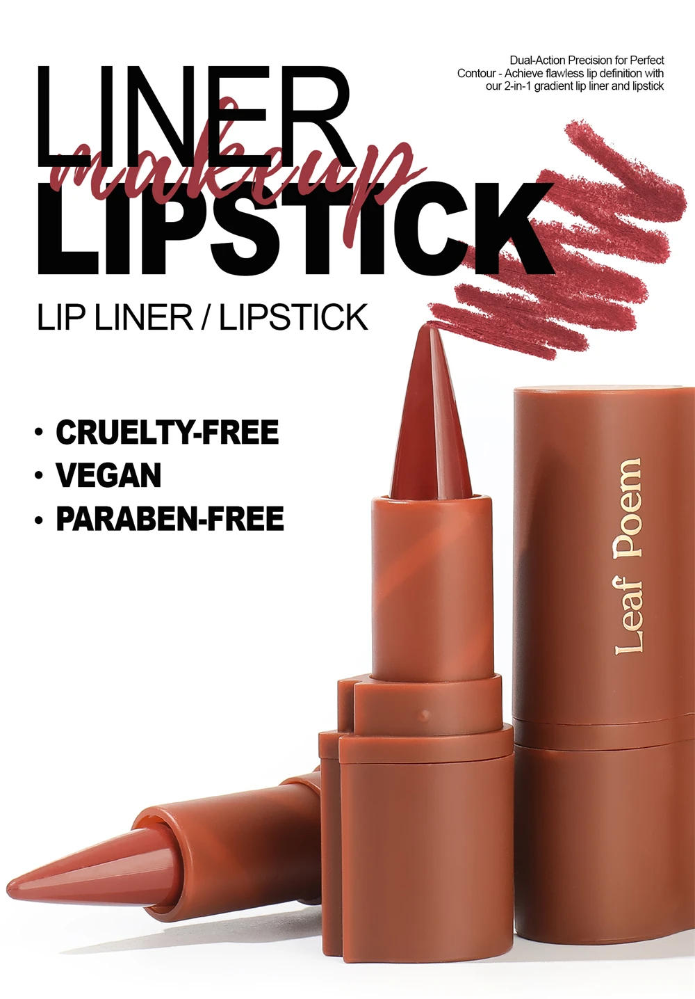 Description Picture 4 of itemDark Purple Waterproof Matte Lipliner A Dual-purpose Durable Lipstick With Tapered Tip Easy To Outline No Smudge Lip Makeup