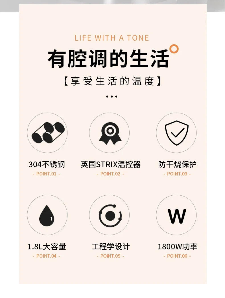 Description Picture 3 of item220V CiDylo Electric Kettle, Retro Boiling Sphere with Thermal Insulated Material, Automatic Power-Off, 304 Stainless Steel