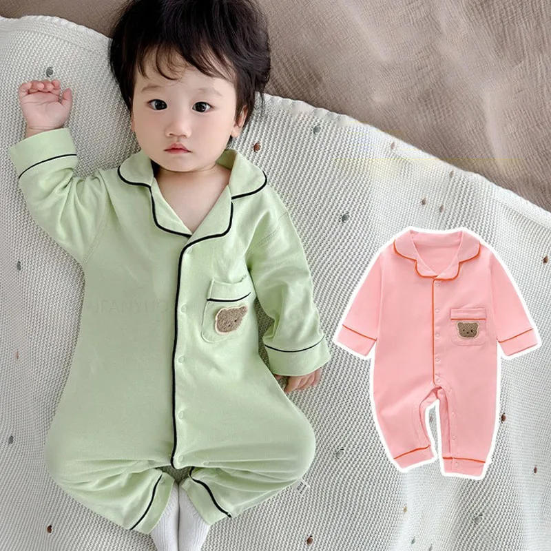 Description Picture 4 of itemBaby Spring Autumn Home Clothes Kids Boys Girls Infant New Bodysuit Pajamas Soft Breathable Cotton Children Sleepwear Jumpsuits