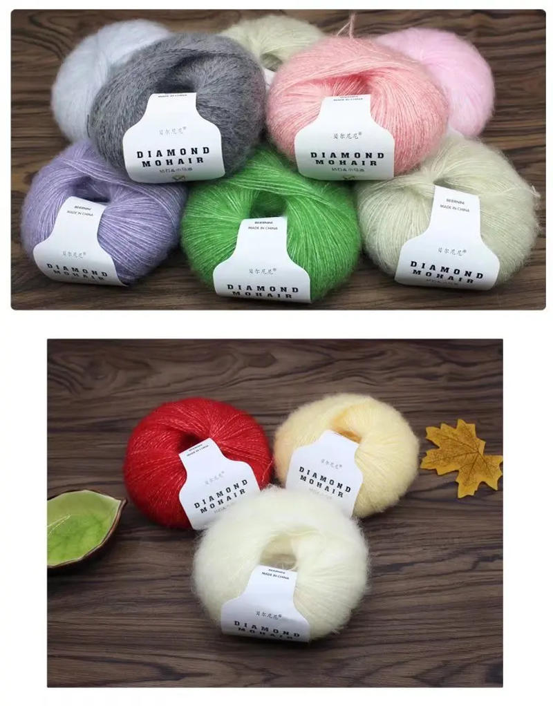 Description Picture 6 of item25g/pc Mohair Yarn Crochet Soft Warm Baby Wool Yarn For Hand knitting Sweater And Shawl
