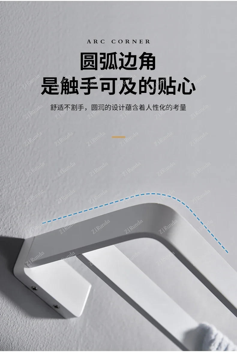 Description Picture 6 of itemWhite towel bar bathroom towel rack bathroom double-pole wall rack all copper.