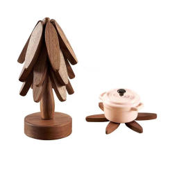 4PCS Tree Design Stand Wooden Trivets Decorative Anti Scald Heat Resistant Table Mat Coaster Wood Placemats Pot