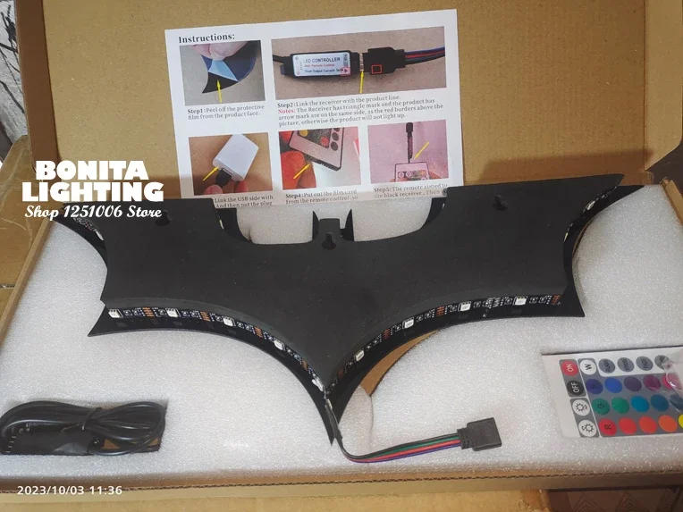 Description Picture 3 of itemSuper Cool 3D LED Night Light Bat Animal Bedside Gaming Room Bar Wall Lamp SuperHero Atmosphere Sign Wall light USB