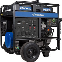 28000 Peak Watt Home Backup Portable Generator Remote Electric Start with Auto Choke Transfer Switch Ready 30A & 50A Outlets