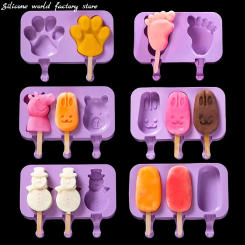 Silicone World DIY Ice Cream Silicone Molds Homemade Handheld Popsicle Mold Cheese Stick Mold Ice Pop Ice Tray With Lid