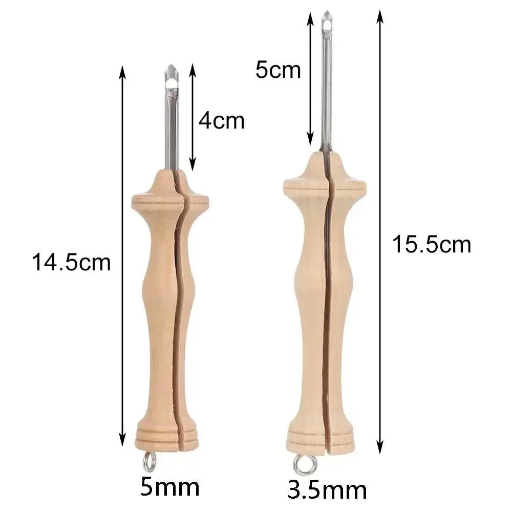 Description Picture 2 of itemDIY Knitting Embroidery Pen Replaceable Head Side Slit Weaving Felting Craft Punch Needle Threader Wooden Handle Sewing Tools
