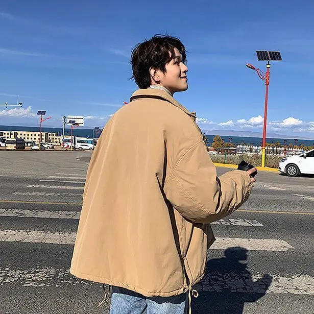 Description Picture 4 of itemWinter Thickened Workwear Cotton-padded Overcoat Men's Handsome Loose Casual High Street Parkas Men Tops Male Clothes