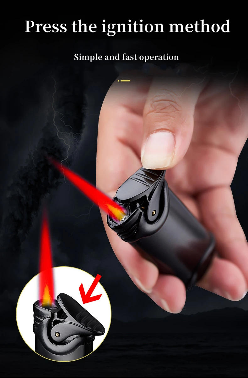 Description Picture 6 of itemCreative Owl Torch Butane Gas Lighter Metal Spray Gun Red Jet Flame Compact Turbo Cigar Smoking Accessories Gadgets For Men