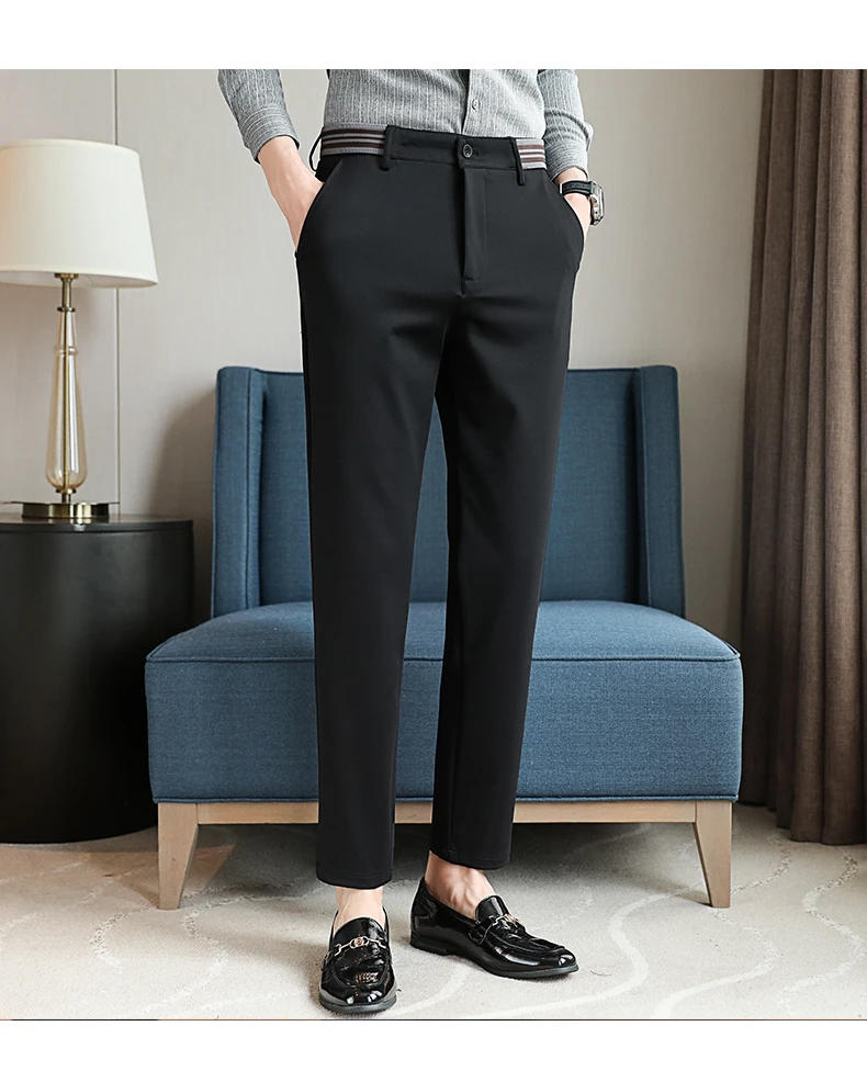 Description Picture 5 of itemMen's Summer Ice Silk Breathable Suit Pants Fashionable Casual High Elastic Slim Fit Pants Business Office High Sense Suit Pants