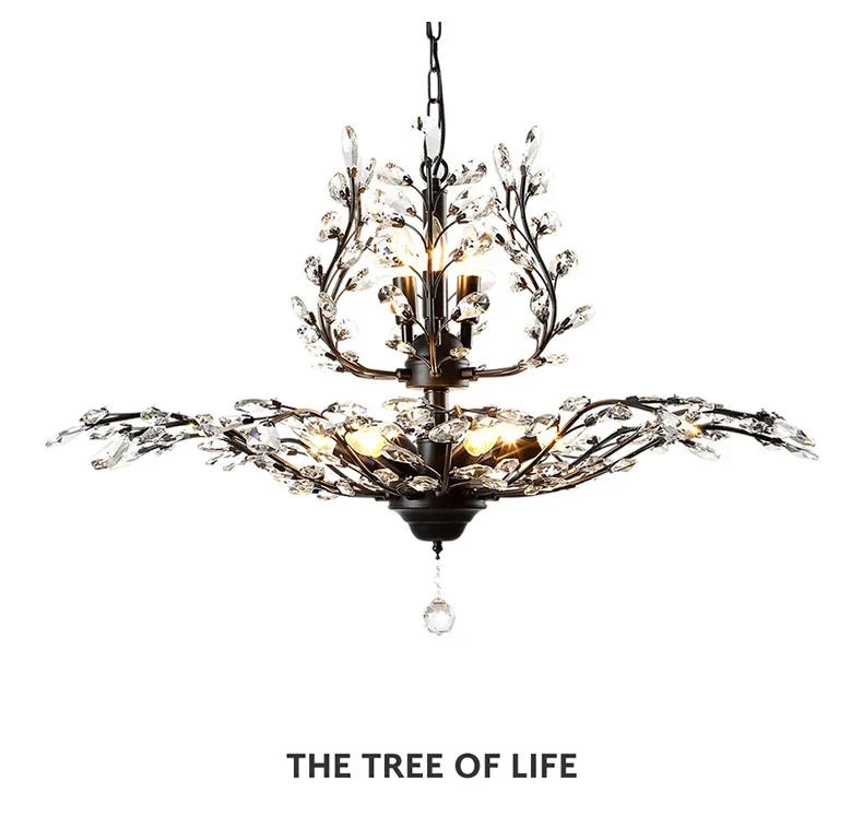 Description Picture 2 of itemNordic Countryside Branch Shaped Crystal Chandelier Retro Creative Branch Living Room Bedroom Villa Hotel Lobby Decorative Light