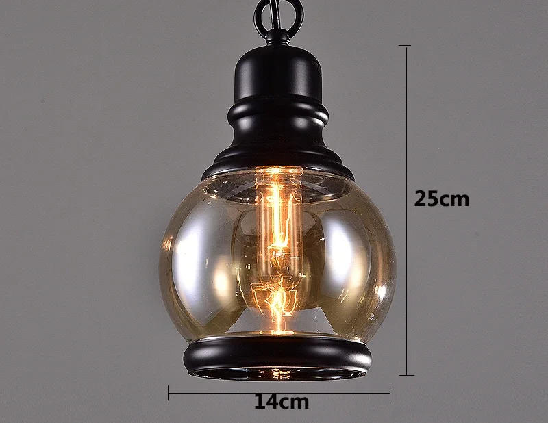 Description Picture 5 of itemVintage Amber glass wine bottle pendant light Industrial style LED E27 Bulb Iron  lamp for bar restaurant Coffee shop