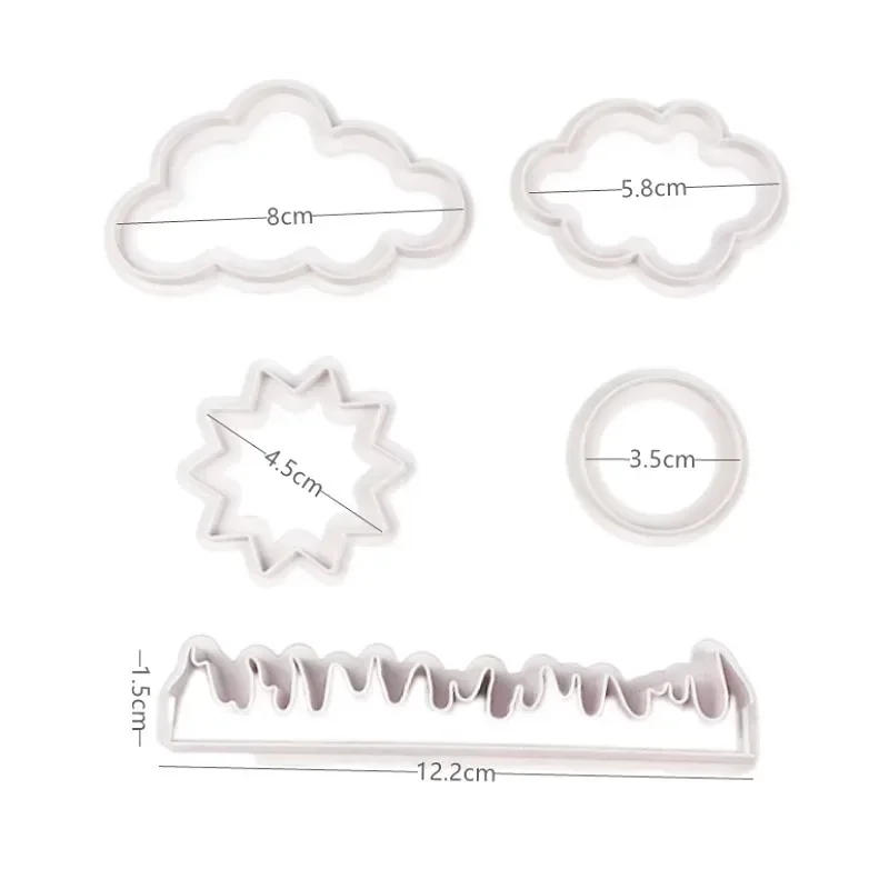Description Picture 3 of item5Pcs Grass Sun Cloud Cake Cutter Sugar Craft Cookie Mold Fondant Reusable Kitchen Baking Decorating Tools Biscuit Cupcake Pastry