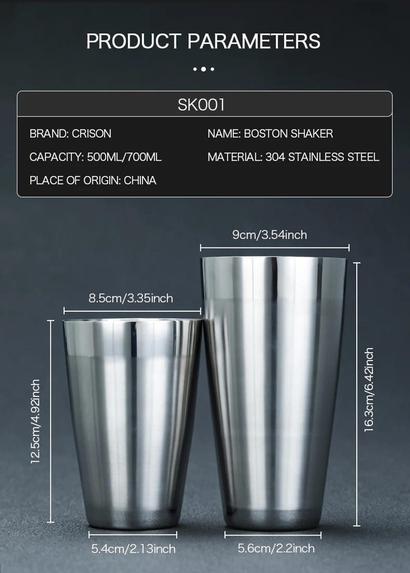 Description Picture 6 of itemCRISON SK001 Professional Boston Shaker Two Piece Blender Bar Tool for Bartenders cocktail shaker