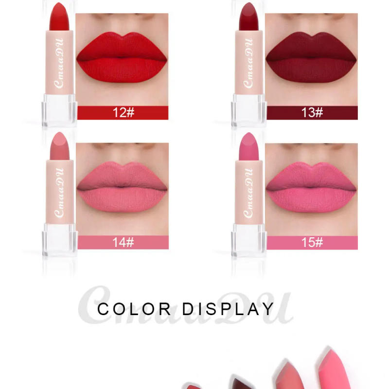 Description Picture 4 of item15 Colors Matte Lipsticks Waterproof Long Lasting Sexy Red Lip Stick Makeup Brown Velvet Pigments Lip Tint Profissional Cosmetic
