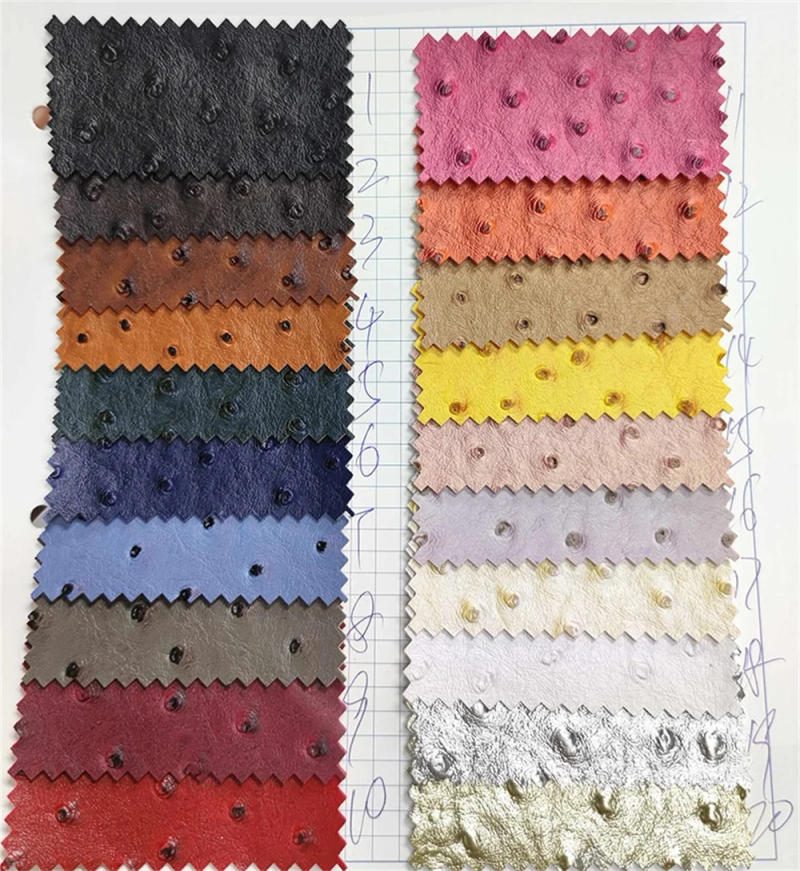 Description Picture 2 of item135cm x 30cm thickness 1mm metal ostrich pattern embossed PU handmade decoration leather luggage box bag DIY sewing fabric